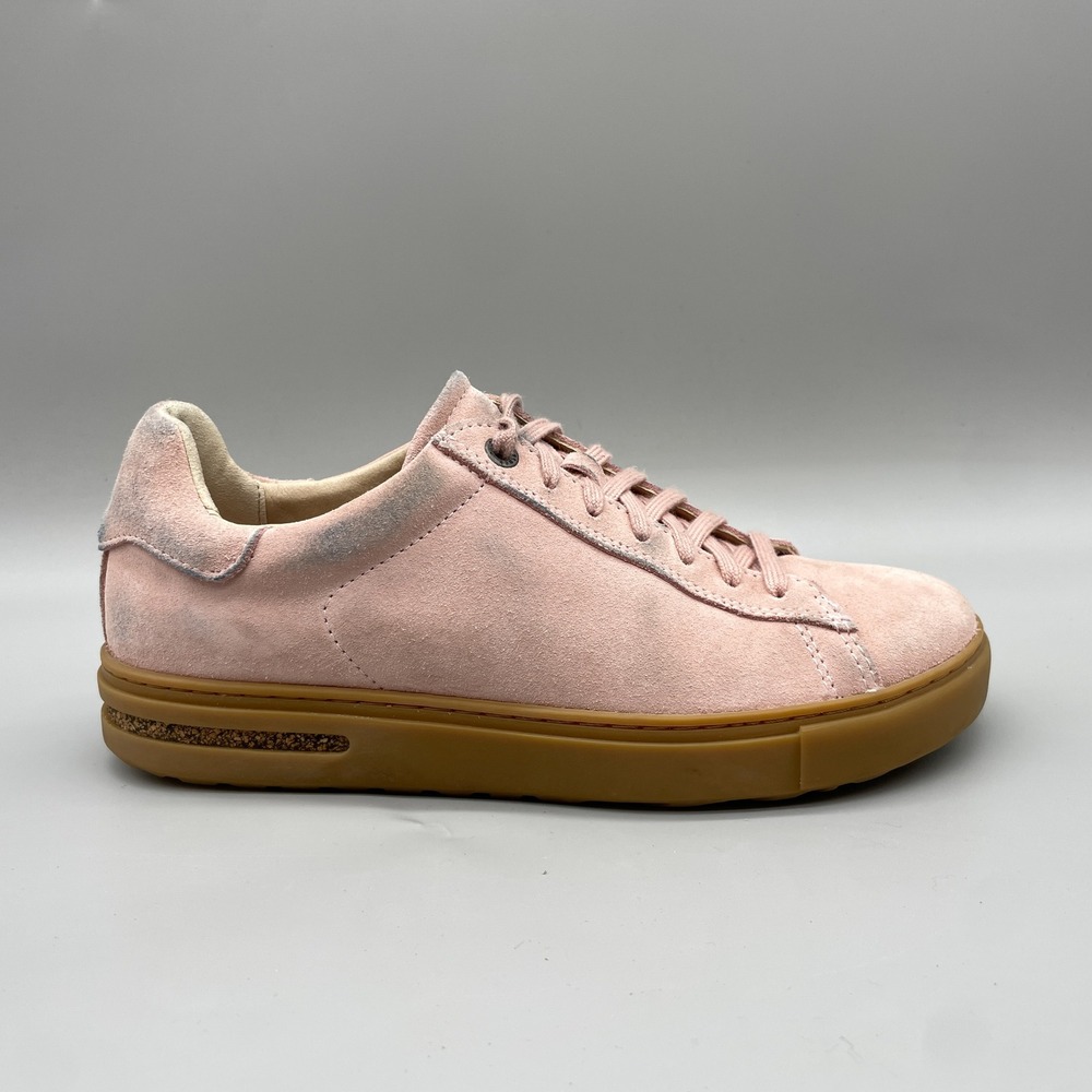 Birkenstock Womens 8 Bend Low Lace Up Sneakers Pink Suede Gum Sole Minimalist